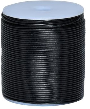 Cords Essentials Round Genuine Leather String Cord, Rope for Jewelry Making, Necklaces, Bracelets, Kumihimo Braiding, Wraps, Crafts and Hobby Projects (Black, 1.5 MM)