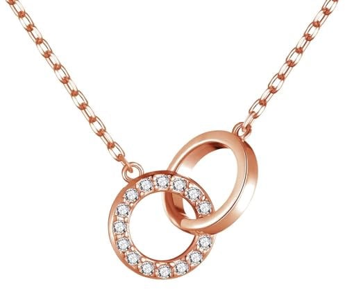 Philip Jones Collier à maillons circulaires plaqué or rose créé avec des cristaux Zircondia®