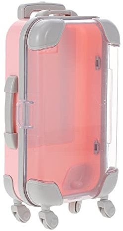 SOLUSTRE Mini Eyelash Luggage Case Plastic Empty Mink Lash Suitcase Packaging Creative Cute False Eyelash Storage Box Holder Organizer for Women Girls Daily or Travel Use (Pink)