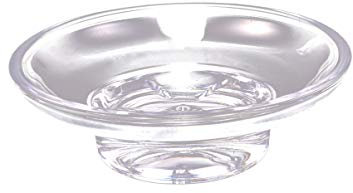 Transparent Glass Soap Dish Round Soap Holder Non-Slip Bathroom Container for Shower, Sink, Home, Outdoor Travel