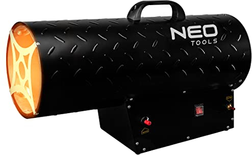 NEO TOOLS Gasheizgerät 50kW, Druck 1,5 bar, Brennstoffverbrauch 3,63 kg/h, Luftmenge 1000 m3/h, Druckregler, Schlauch 1,5m, Piezozündung, mit Propan-Butan-Gas betrieben