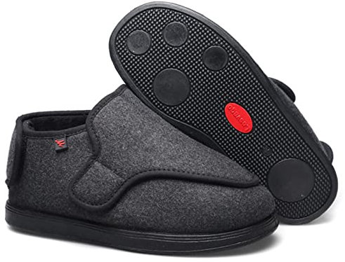 Diabetiker Schuhe Damen Extra Weit, Winter Warme Komfort Diabetische Schuhe, Multifunktionale Verstellbare Damen Diabetes Schuhe, Die Vollständig Geöffnet Für Arthritis, Geschwollene Füße,Grey-42