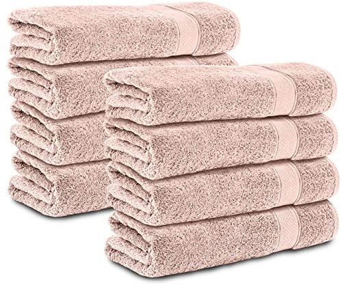 Komfortec 8er Handtücher 50x100 cm Set aus 100% Baumwolle, Frottee, Weich, Rosa