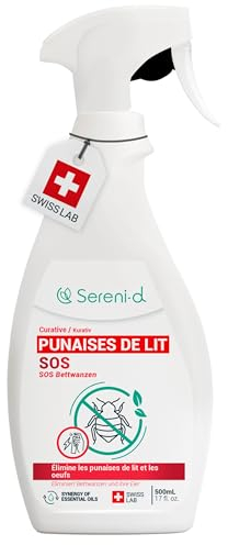 SOS ANTI PUNAISES DE LIT XXL - Spray Insecticide CHOC Traitement naturel aux Huiles Essentielles et Fleur de Pyrèthre Végétal - Produit qui élimine les punaises de lit - 500mL