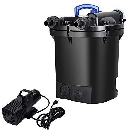 Aquadock Filtro per laghetto a pressione Koi con luce da 13 watt, fino a 2200-2400 galloni (filtro 938+pompa)