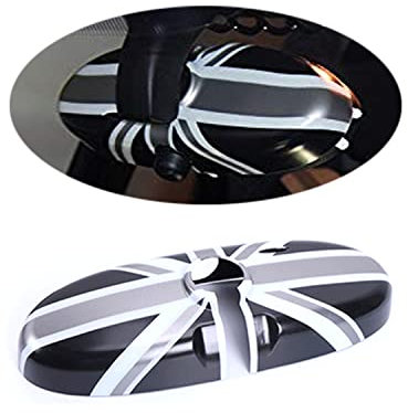 Rückspiegel Abdeckung, Innenspiegel-Abdeckung für MINI Cooper One/S/JCW R-Serie(Union Jack Grau, R50 R52 R53 R55 R56 R57 R58 R59 R60 R61 2005-2016)