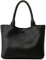 Queenoris Gewebte Tasche für Frauen, Mode Top Griff Umhängetasche Veganes Leder Shopper Tasche Große Reisetasche, Schwarz, Large