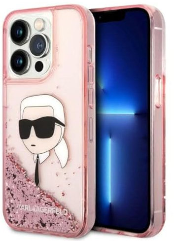 KARL LAGERFELD KLHCP14XLNKHCP Hard Case for iPhone 14 Pro Max 6.7 Inch Pink Glitter Karl Head