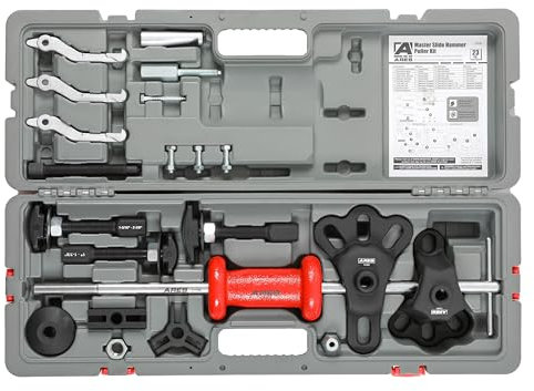 ARES 12125 – Master Slide Hammer Puller Set – 10-Way Slide Hammer Puller Set Includes 3-Piece Rear Axle Bearing Puller Kit – Includes Durable Storage Case for Organization