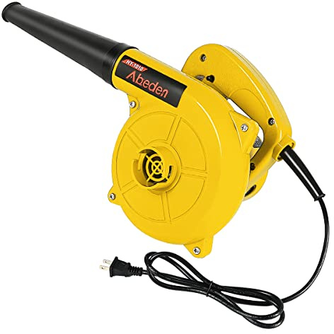 Soplador eléctrico de hojas con cable, 2 en 1 pequeño barredor/aspiradora ligera de mano, 110 V 400 W, soplador portbale para soplar hojas, nieve y polvo (amarillo)