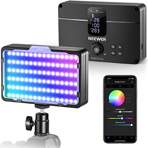 NEEWER RGB 176-A1 LED Videoleuchte Panel APP Steuerung mit verbessertem Onboard Betrieb 3200mAh Akku Kamera Video Licht 17 Szenen CRI97+ 2500K-10000K 10W tragbare Videolicht für Fotografie