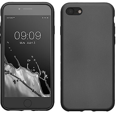 kwmobile Case Compatible with Apple iPhone SE (2022) / iPhone SE (2020) / iPhone 8 / iPhone 7 Case - Soft Slim Metallic TPU Silicone Cover - Metallic Grey