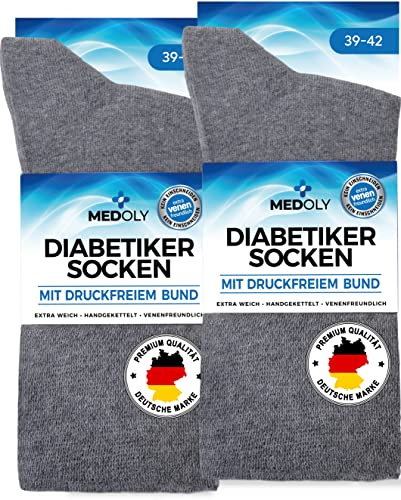 MEDOLY Diabetikersocken (6 Paar) ohne Gummibund, mit 97% Baumwolle, für Damen & Herren - Socken ohne störende Naht, Diabetiker Socken ohne Bund