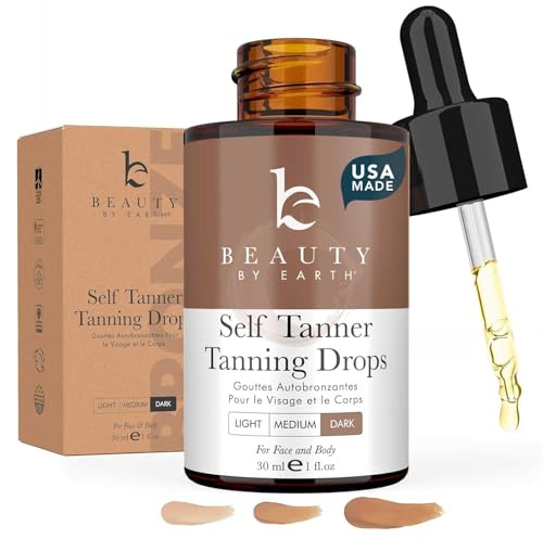 Self Tanning Drops for Face - USA Made with Organic & Natural Ingredients, Ultra Dark Face Tanning Drops to Add to Moisturizer, Self Tanner for Sunless Fake Tan & Natural Glow, Cruelty & Toxin Free