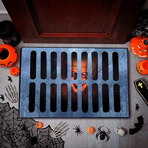 3D Illusion Clown Door Mat,Oversized Sewer Doormat,Horror Movie Clown Rug Decorations Indoor and Outdoor Welcome Doormat Scary Non-Skid Carpet(Clown A, 35.4 * 23.6inch)
