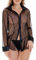 GEPAS Charmnight Sexy Lingerie for Women Sheer Blouse Long Sleeve Top Black-M