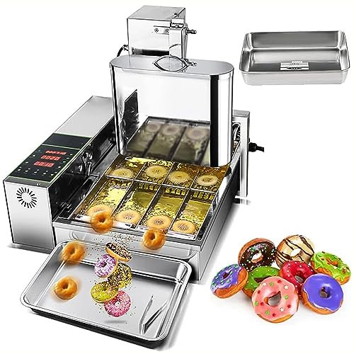 4 Row Automatic Donut Machine - Commercial Digital Donut Fryer - Mini Donut Maker Machine - Adjustable Donut Thickness Stainless Steel 5.5L Hopper 1750 unit/h