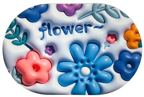 FEBE Badematte für Kinder 3D Blumen Badezimmermatte 58x38 cm Badvorleger Badezimmerteppich