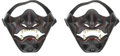 Holibanna 2st Prajna Halbmaske Maskerade-maske Für Frauen Vampir-masken Kabuki-samurai-halbmaske Maskerademaske Für Halloween Masken Plastik Männer Und Frauen Fuchs Dämon Grimasse