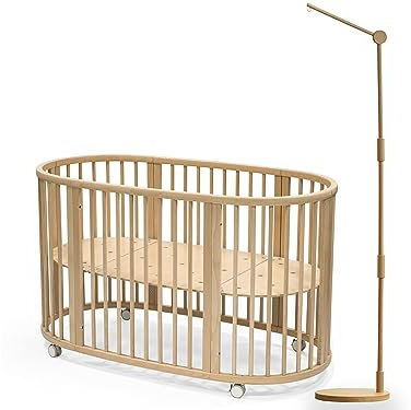 Lanttoe Bodenstehend Baby Mobile Halterung Pro für Babybett Kinderbett-100% Buche-Beweglich Mobile Halterung wickeltisch Laufstall Wiege-Sturz Verhindern Design-61 Inches Verbesserte Dicke Holzplatte