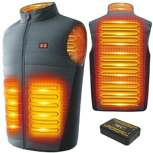 LABCOOL Beheizbare Weste,beheizte herren damen, Heizweste mit 7,4V 25000mAh Akku,Wärmeweste mit 6 Heizzone,3 einstellbare Wärmestufe, Beheizte Jacke mit powerbank für Outdoor Motorrad Skifahren
