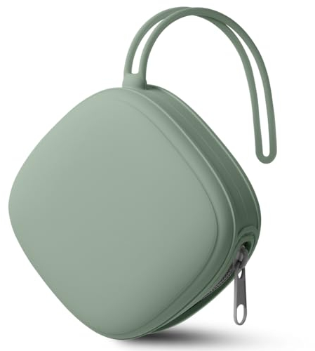 Aolso Dummy Holder Case, Silicone Dummy Holder Case, Baby Dummy Holder Case, Square Pacifier Holder Case, Portable Soother Pods for Baby, Baby Pacifier Case for Travel, Home (Green)