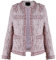 Leyoutx Damen Kragenloser Plaid Tweed Blazer Elegant Open Front Fransen Casual Business Glitzer Jacke, Pink, M