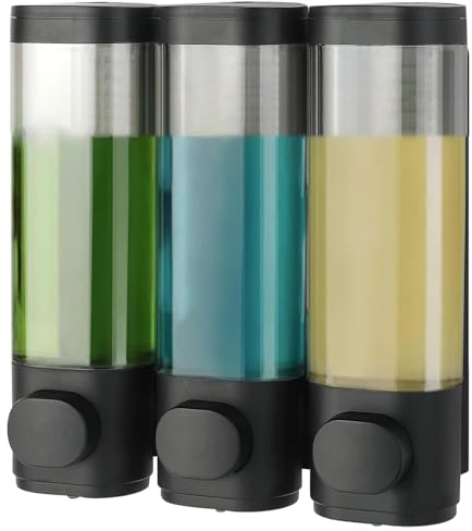 Accmuzzy Duschgel Spender,Shampoo-Spender für Dusche Ohne Bohren,3-in-1 Seifenspender Dusche für die Wandmontage im Bad (Schwarz, 3 Kammern) (1, Schwarz)