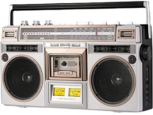 TsoLay Retro Cassette Boombox, Portable High Fidelity AM/FM Radio With adjustable equalizer, 4-speaker dual-channel, transcription function, TF card/U disk/Bluetooth, Classic 80s Style Retro