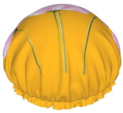 pink leaf flowers Print Shower CapSoft,Reusable, Double WaterproofBath Hat Women,Breathable,
