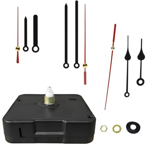 Bullongè Quarz-Uhrwerk-Set 3x3 Premium mit 9 Metall-Zeigern - zum selber Bauen Einer Uhr oder als Ersatz