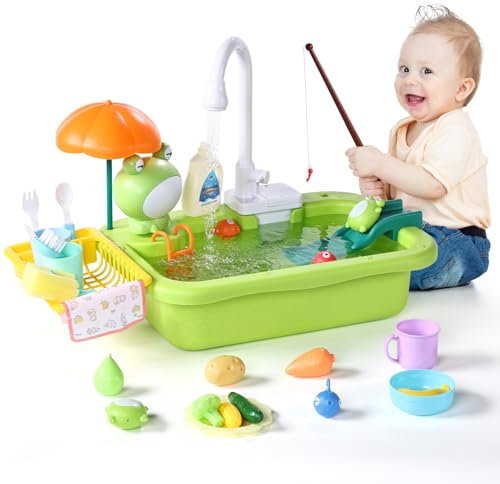Lavliy Play Sink with Running Water Play Toys for 3-8 Year Old Boy Gifts for 3-8 Year Old Girls Gifts Boys Toys Age 3-8 Toddler Kitchen Toy Sink with Running Water Role Play Toys