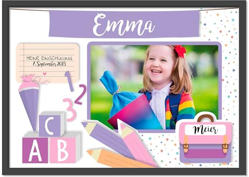 OWLBOOK® Einschulung Junge | Einschulung Mädchen | Einschulung Geschenk Jungen Mädchen | Fotogeschenke mit eigenem Foto personalisiert | Meine Einschulung Mädchen | Papier
