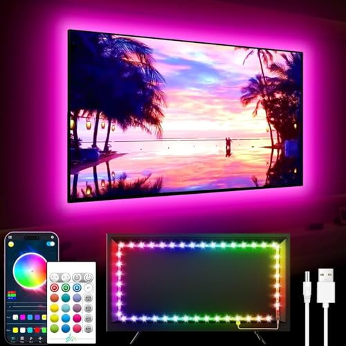 GIPOYENT LED-Leuchten für TV, 7M LED TV-Hintergrundbeleuchtung, für 65-85 Zoll TV, Musik Sync LED TV-Licht mit Bluetooth-Funktion - RGB-Farbwechsel-Lichtstreifen für Heimkino