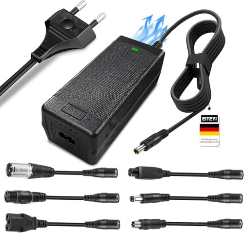 EITEYI Chargeur Trotinette Electrique,42V2A Universel Chargeur Hoverboard 36V Trottinette Batterie Chargeur pour Hoverboard,Scooter Électrique,Planche à Dérive,Monocycle,Xiaomi M365 avec 6 Connecteurs