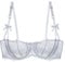 HLYLDL Women's Plus Size Lace Balconette Bralette Bra Push Up Underwire See Through Half Cup Bras White