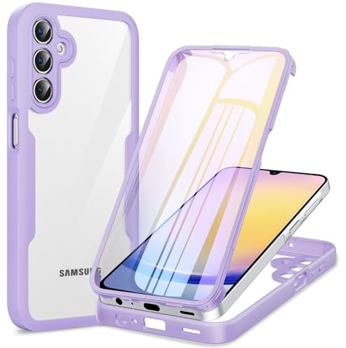 Phoona 360 degrés Coque pour Samsung Galaxy A25 5G avec Transparent Protection d'écran, TPU Silicone Antichoc écran Coque, Anti-Rayures Portable Intégrale Étui Housse pour Samsung A25 5G, Violet