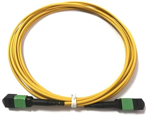 Elfcam® - 50 m Glasfaserkabel, 12 Fasern, MPO/APC Buchse auf MPO/APC Buchse, Polarität Typ B, OS2-Monomode, für 40G QSFP+, 100G QSFP28, 50 Meter