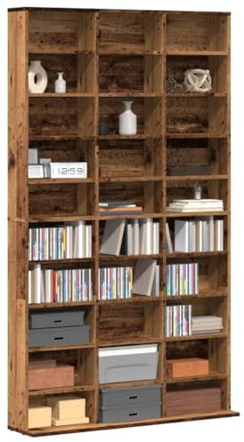 Myheimly CD-Regal DVD Bluray Medienregal Medienschrank Aufbewahrung Standregal Regalwand Bücherregal Altholz-Optik 102x23x177,5 cm Holzwerkstoff