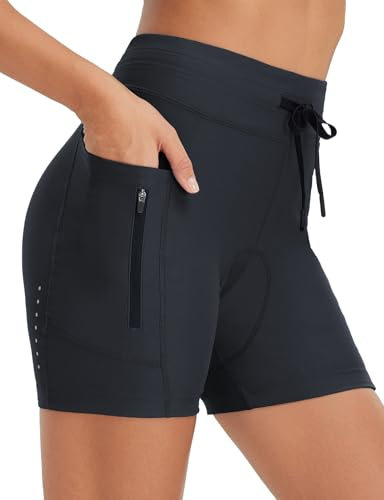 baleaf Radlerhose Damen Gepolstert 5 Zoll 4D Fahrradhose Radhose Gepolstert Kurz Radunterhose Fahrrad Unterwäsche Radbekleidung Schwarz L