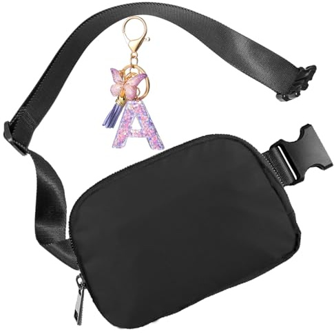 Bauchtasche Herren und Damen Stylische Gürteltasche Klein Hüfttasche Sport Bum Hip Bag Waist Unisex Fanny Pack Buchstabe Schlüsselanhänger mit Anfangsbuchstaben(Klein Bauchtasche-A)