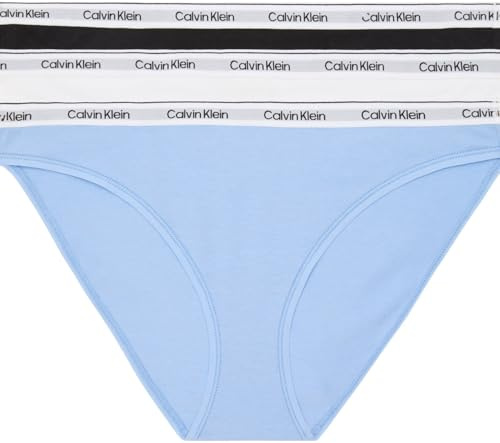 Calvin Klein Damen Bikini 3PK 000QD5207E Bikini, Blau (Black/White/Frozen FJIORD), XS, Blau (Schwarz/Weiß/Frozen Fjiord), XS