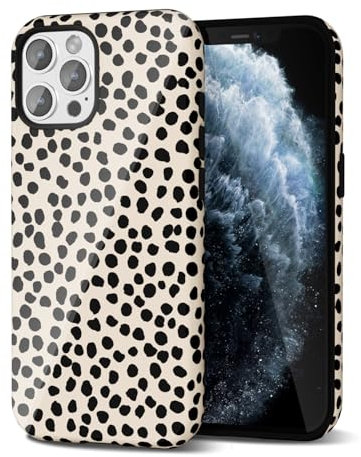 Svanove Cheetah Print Phone Case for iPhone 11 Pro Case Girly, Cute Leopard Case for Women, Luxury Trendy Retro Cool Animal Print Design, Aesthetic Pattern Hard Shell Plastic Cover, Beige Polka Dots