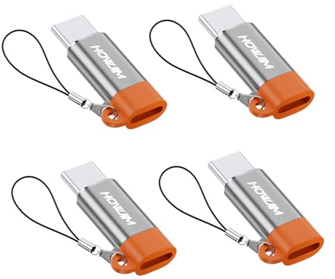 HOWJIM Adaptateur 8-Pin vers USB C Lot de 4,Charge Rapide PD pour Phone 17 | Transfert de Données 480Mbps pour Phone 15/16 Pad Pro Smartphone,Non Compatible avec Les Écouteurs/OTG/Clé USB/Pencil Gris