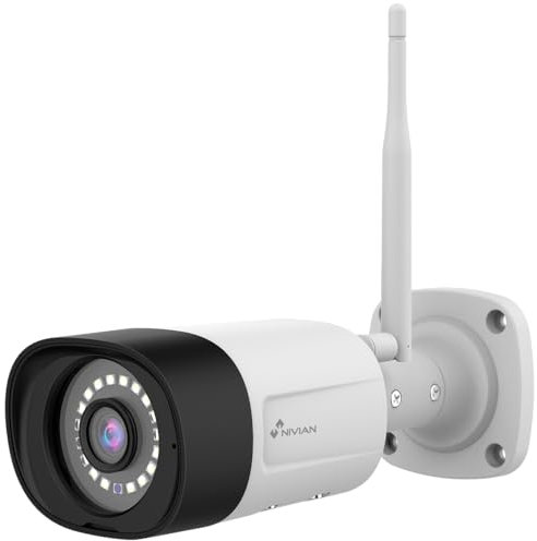 NIVIAN Cámara de Seguridad WiFi-6 2K para Exterior – Carcasa Metálica Resistente, Visión Nocturna Dual, IA Inteligente para Detección de Humanos y Audio Bidireccional. Compatible con Kit CCTV