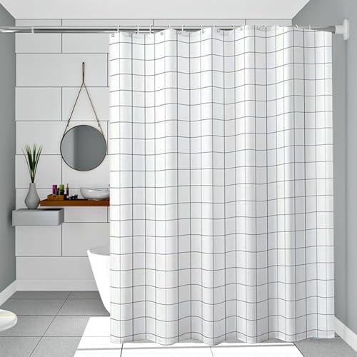 IGINOA Duschvorhang 180x200 Weiß Antischimmel Badevorhang Shower Curtains Wasserdicht mit ösen Motiv Weiss Duschrollo Schimmelresistent Badewanne Vorhang Duschvorhänge Badewannenvorhang Muster