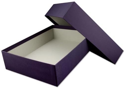 Hochwertige Aufbewahrungs- und Geschenkboxen - 20 Stück - DIN A4 - Aubergine (Lila) bezogen - 302 x 213 x 70 mm
