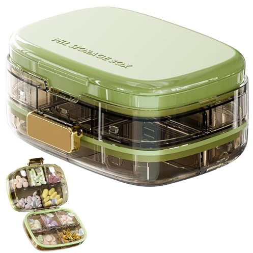 deegbbyi Pillendose für Unterwegs Tablettenbox, 10 Fächer 2 Schichten