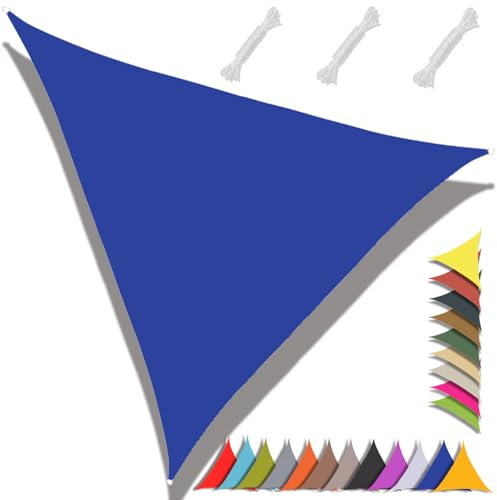 MAJINGC Toldo Vela De Sombra Triangular 2x2x2m Impermeable Toldo Protección Rayos 98% UV,Adecuado para Jardín, Terraza, Exterior, Cenador Azul Real
