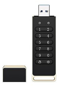 Fuhjythy Unidad USB Segura, Unidad Flash USB Cifrada de 256 GB Memoria con ContraseñA de Hardware con Teclado USB 3.0 Disco Flash Negro